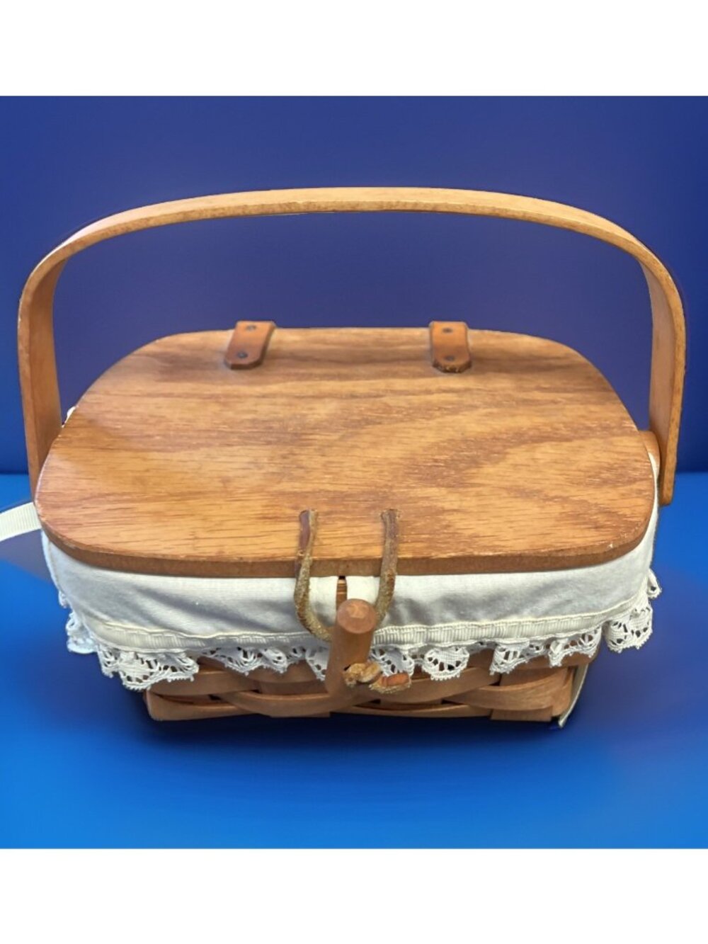 Vtg 1990 Longaberger Kiddie Purse Picnic Basket Lined Signed Rick And Jerry #3